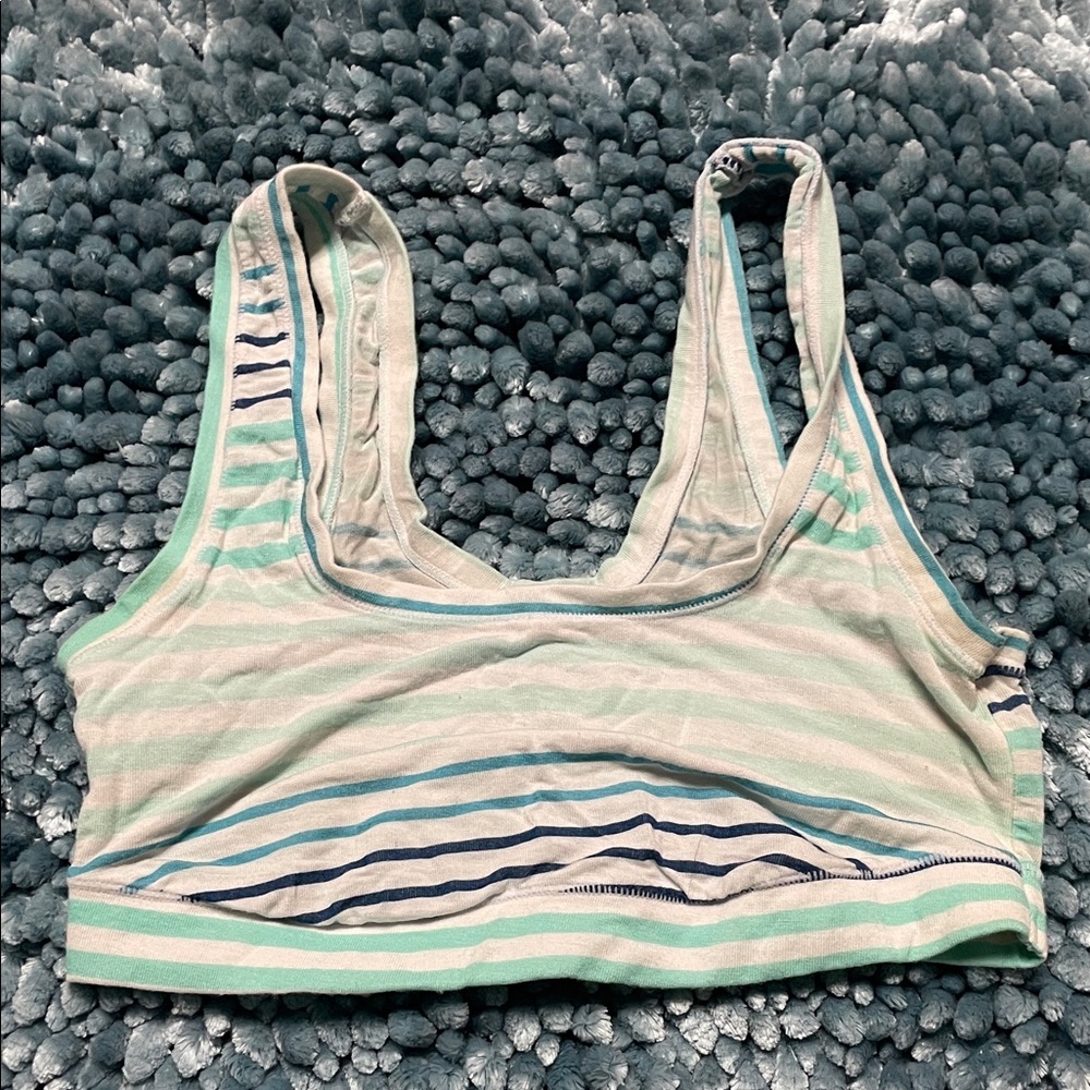 DKNY size Small Mint and Blue Striped Soft and Stretchy Bralette